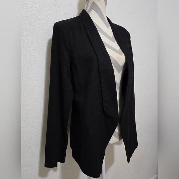 LULUS Miss Punctuality Lightweight Linen Blend Blazer In Black Size Large - Picture 3 of 12